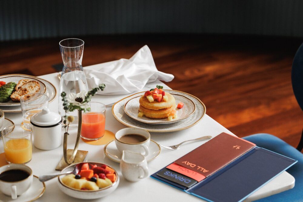 Breakfast at hotel restaurant Blue